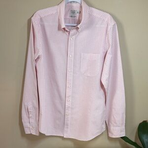 J Cew Secret Wash Red Checked Button-Down Shirt, L Slim Fit